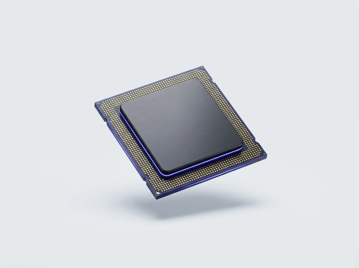 The Substrate inference accelerator, a custom silicon package with an indigo-lit edge.